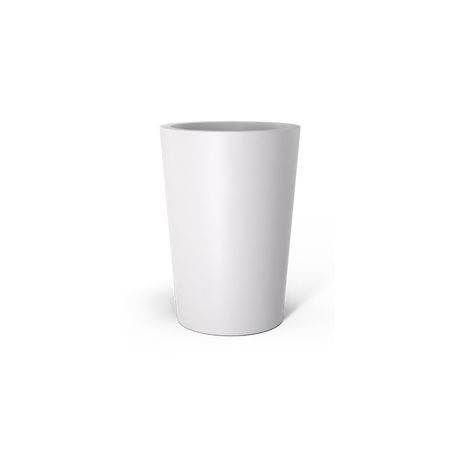 Tegel round tapered fiberglass planter in Matte Bright White
