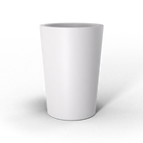 Tegel round tapered fiberglass planter in Matte Bright White, studio render