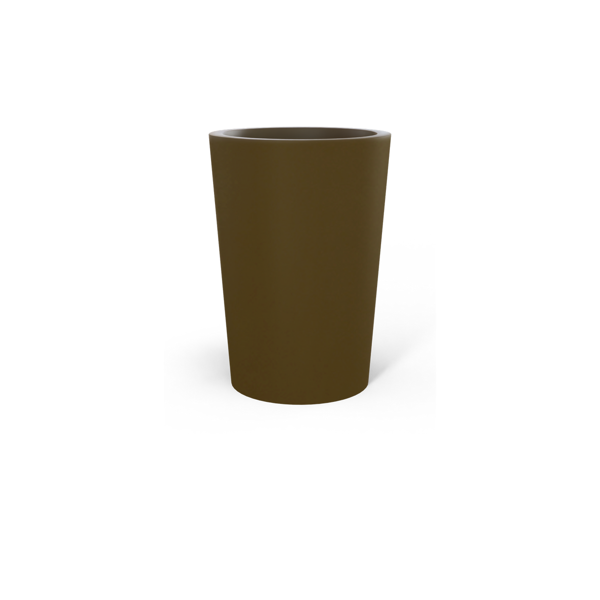 Tegel round tapered fiberglass planter in Matte Bronze
