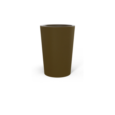 Tegel round tapered fiberglass planter in Matte Bronze