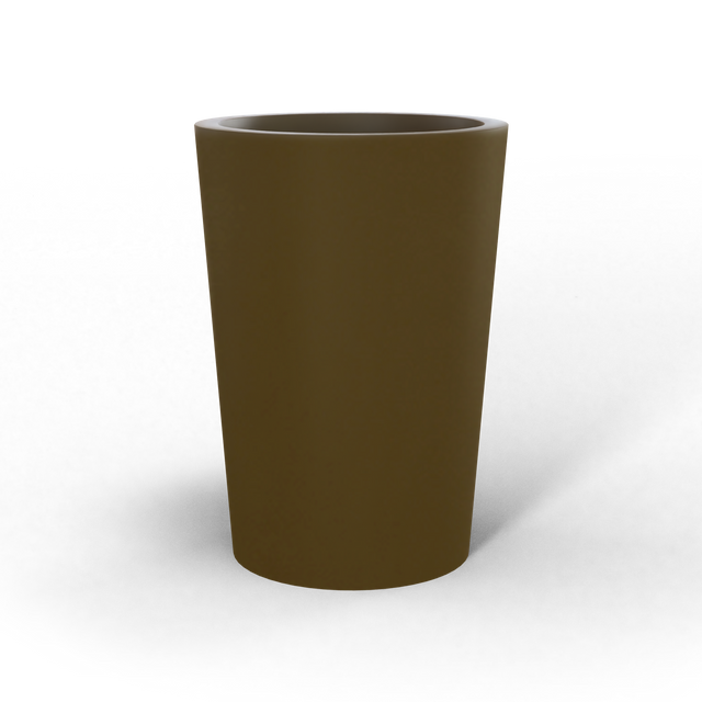 Tegel round tapered fiberglass planter in Matte Bronze, studio render