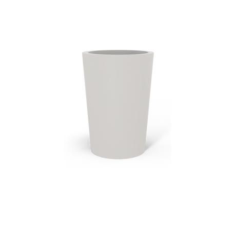 Tegel round tapered fiberglass planter in Matte Cement Grey