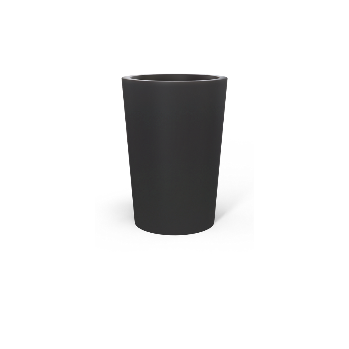 Tegel round tapered fiberglass planter in Matte Charcoal
