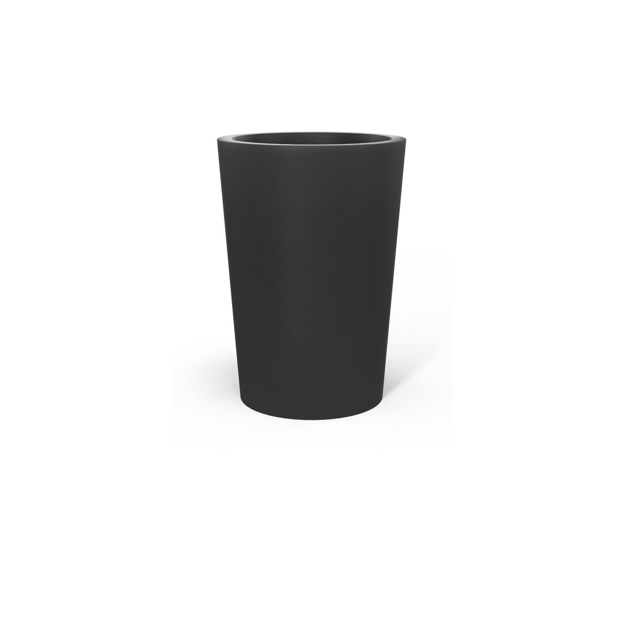 Tegel round tapered fiberglass planter in Matte Charcoal