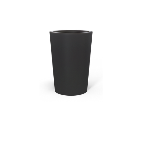 Tegel round tapered fiberglass planter in Matte Charcoal