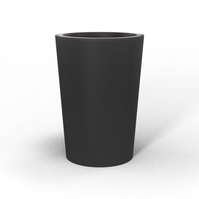 Tegel round tapered fiberglass planter in Matte Charcoal, studio render