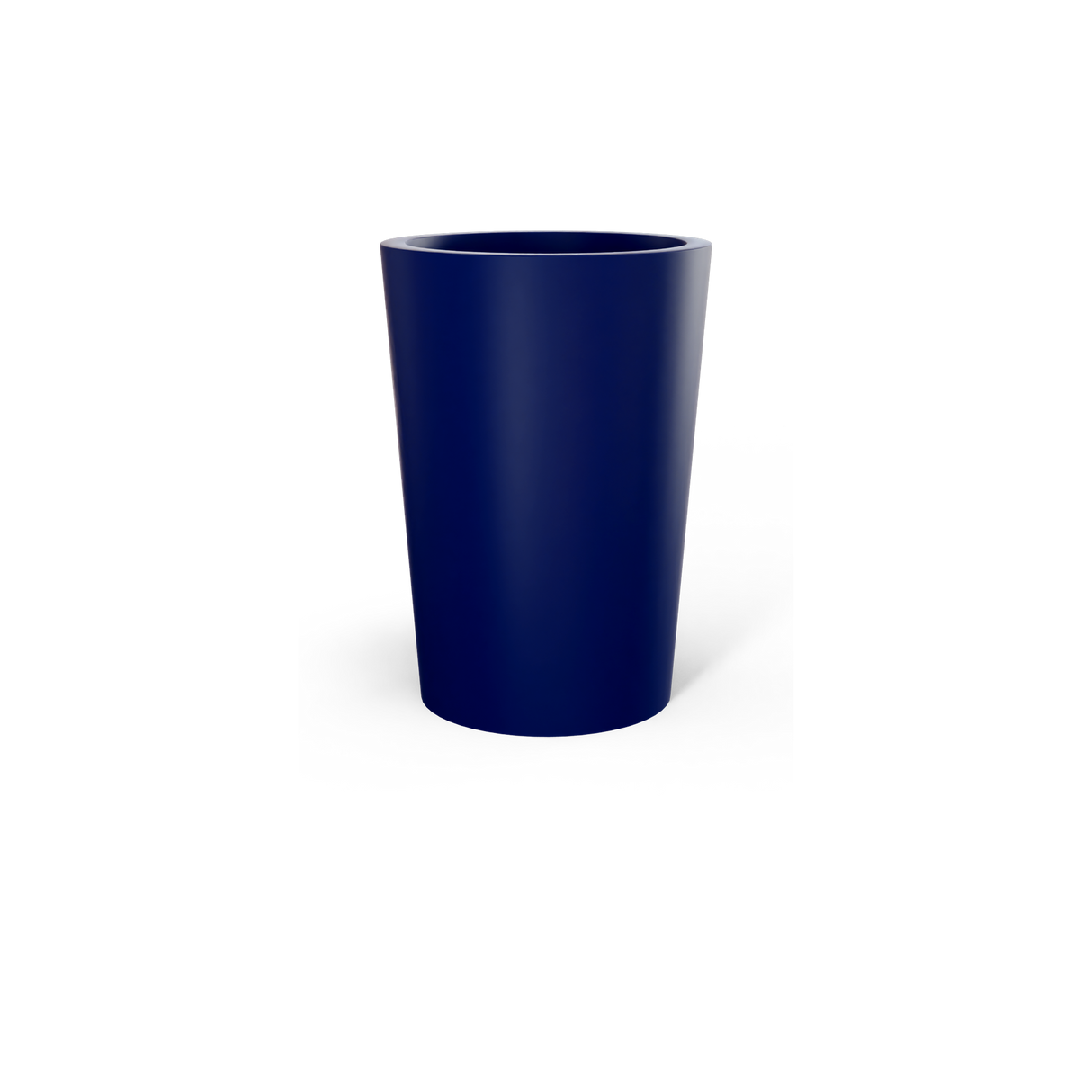 Tegel round tapered fiberglass planter in Matte Cobalt Blue