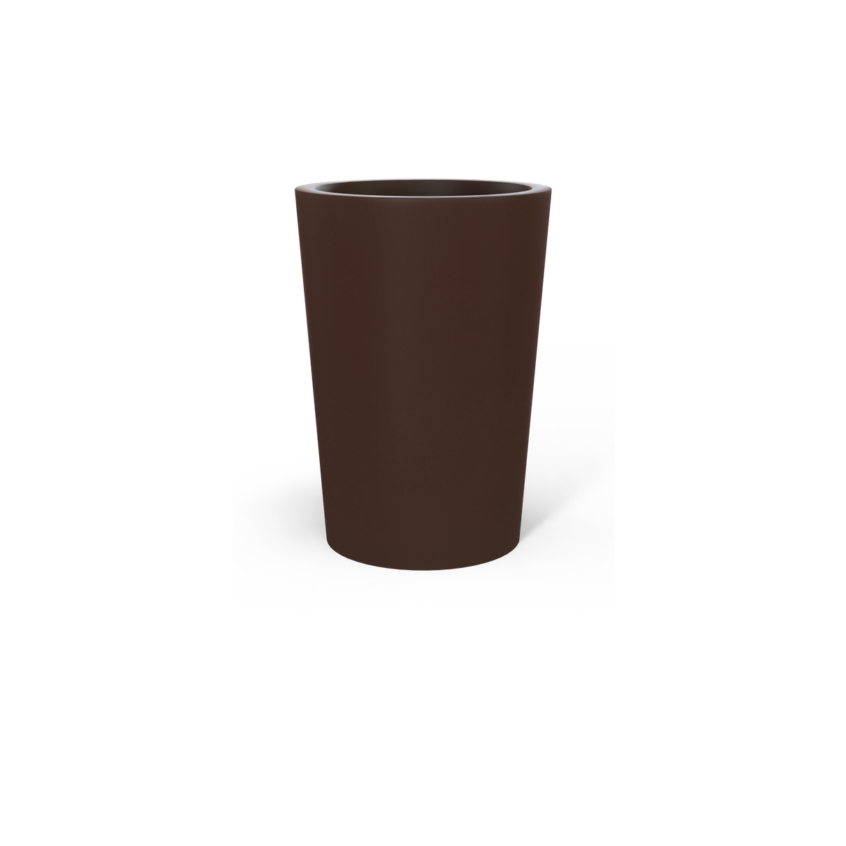 Tegel round tapered fiberglass planter in Matte Dark Brown