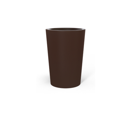 Tegel round tapered fiberglass planter in Matte Dark Brown