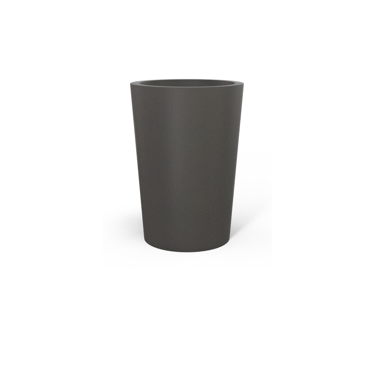 Tegel round tapered fiberglass planter in Matte Gunmetal