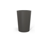 Tegel round tapered fiberglass planter in Matte Gunmetal