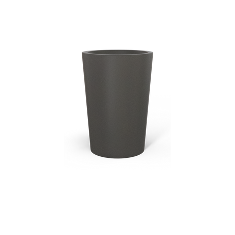 Tegel round tapered fiberglass planter in Matte Gunmetal