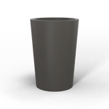 Tegel round tapered fiberglass planter in Matte Gunmetal, studio render