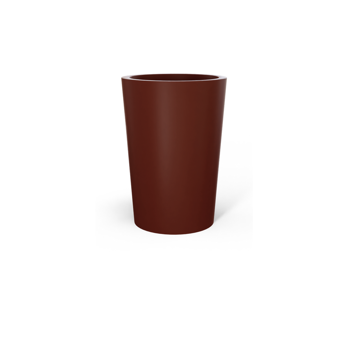 Tegel round tapered fiberglass planter in Matte Terra Cotta