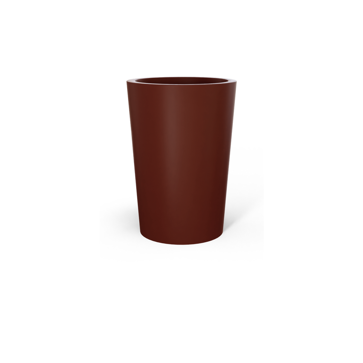 Tegel round tapered fiberglass planter in Matte Terra Cotta