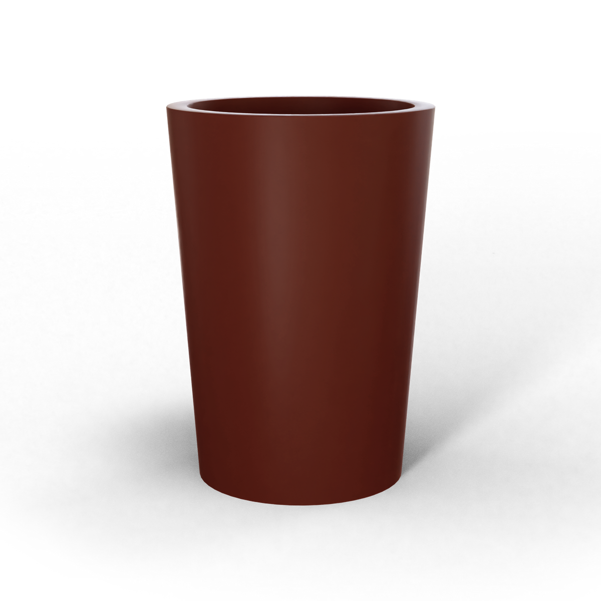 Tegel round tapered fiberglass planter in Matte Terra Cotta, studio render