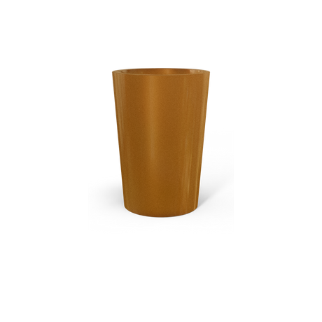 Tegel round tapered fiberglass planter in Metallic Bronze