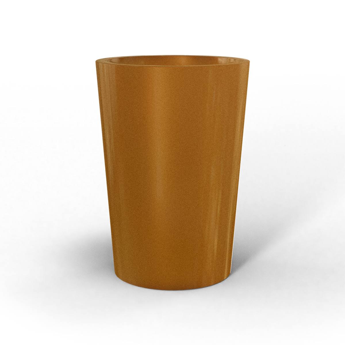 Tegel round tapered fiberglass planter in Metallic Bronze, studio render