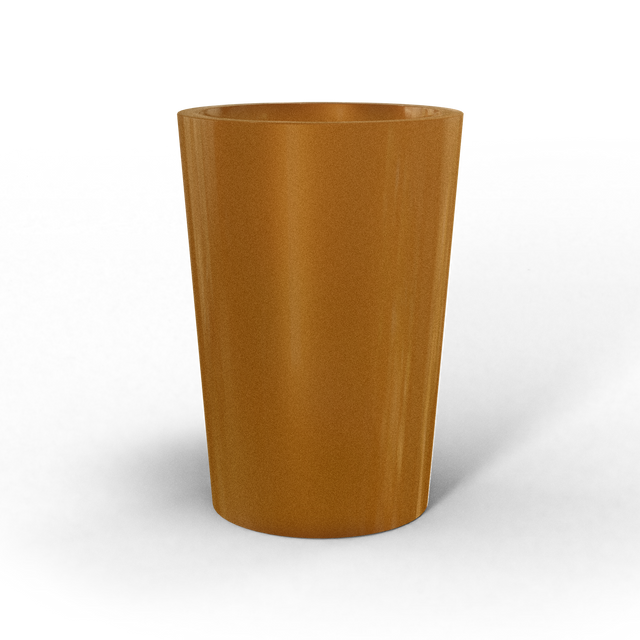 Tegel round tapered fiberglass planter in Metallic Bronze, studio render