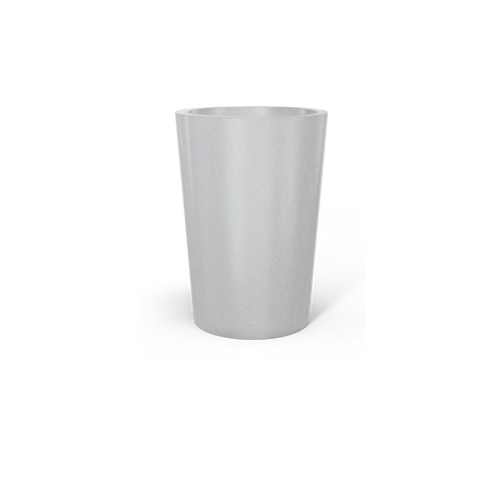Tegel round tapered fiberglass planter in Metallic Silver