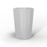 Tegel round tapered fiberglass planter in Metallic Silver, studio render