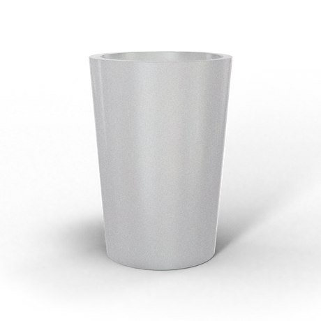 Tegel round tapered fiberglass planter in Metallic Silver, studio render