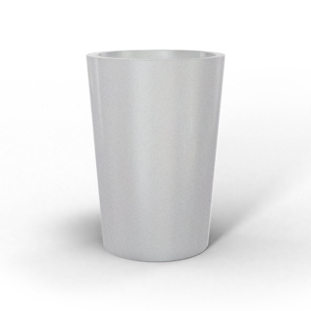 Tegel round tapered fiberglass planter in Metallic Silver, studio render