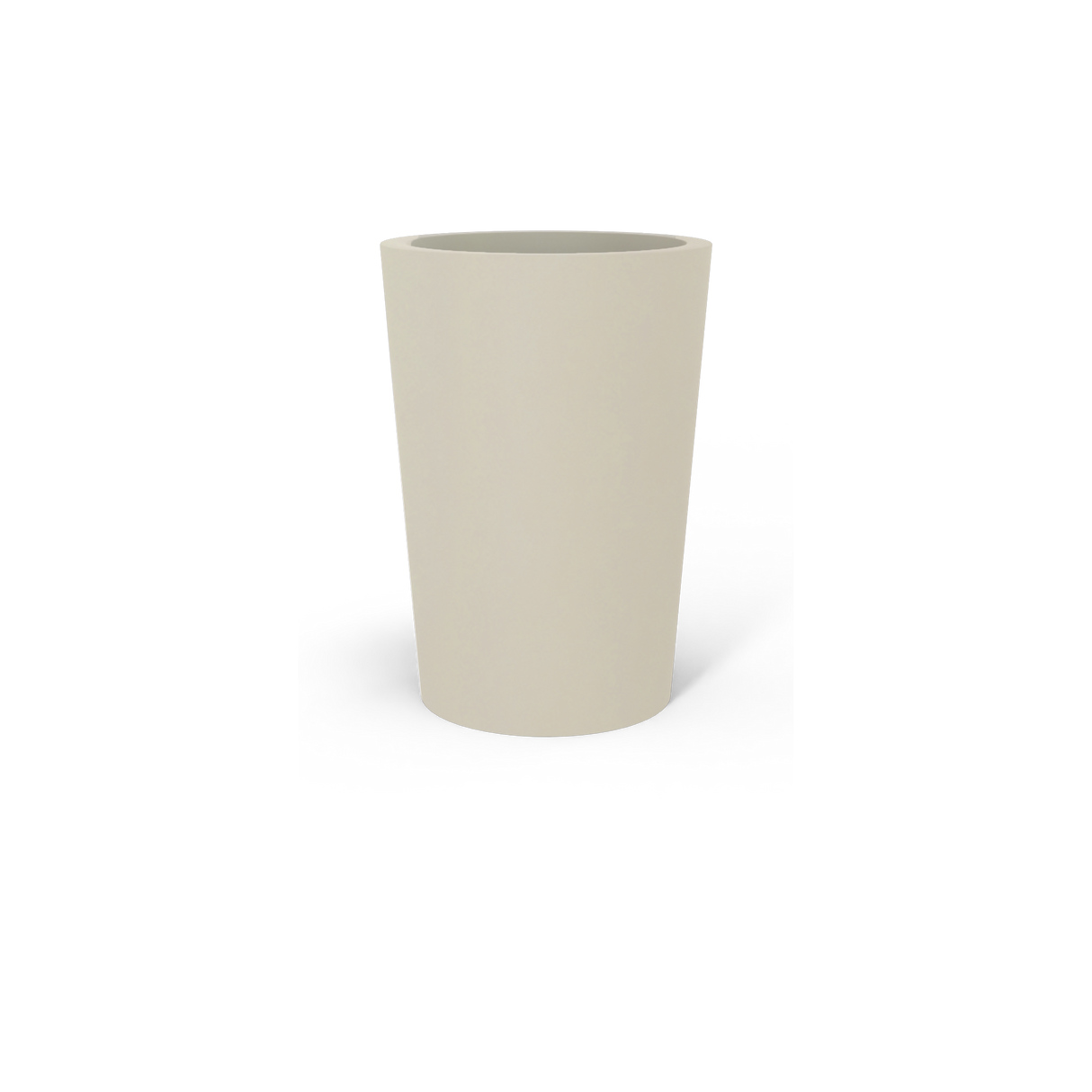 Tegel round tapered fiberglass planter in Satin Beige