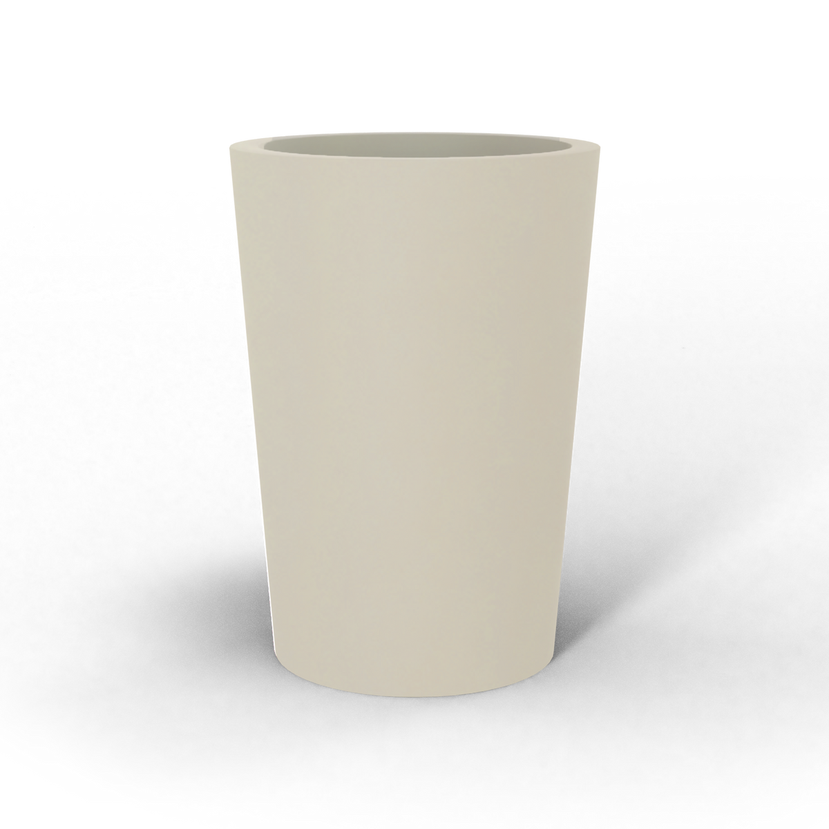 Tegel round tapered fiberglass planter in Satin Beige, studio render