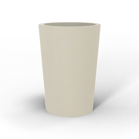 Tegel round tapered fiberglass planter in Satin Beige, studio render