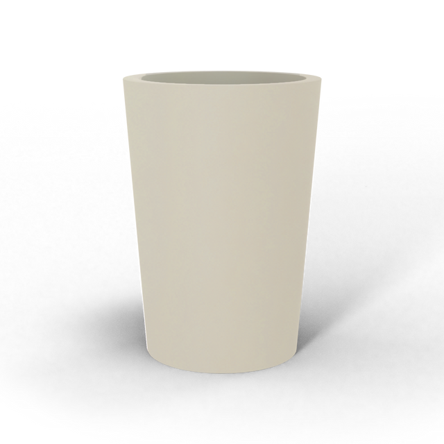 Tegel round tapered fiberglass planter in Satin Beige, studio render