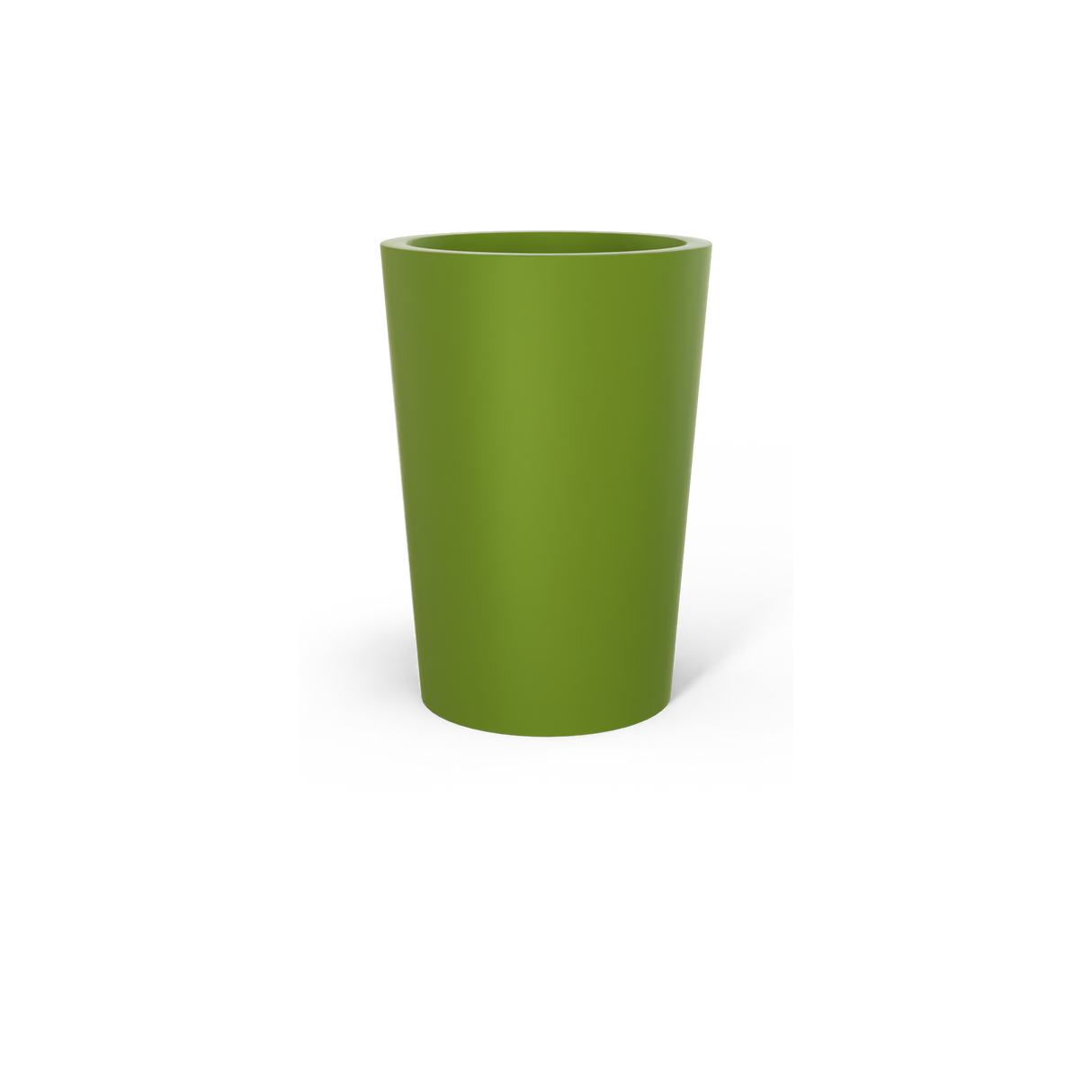 Tegel round tapered fiberglass planter in Satin Green