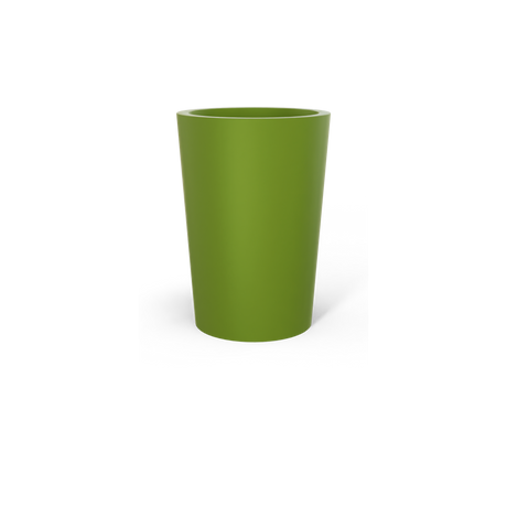 Tegel round tapered fiberglass planter in Satin Green