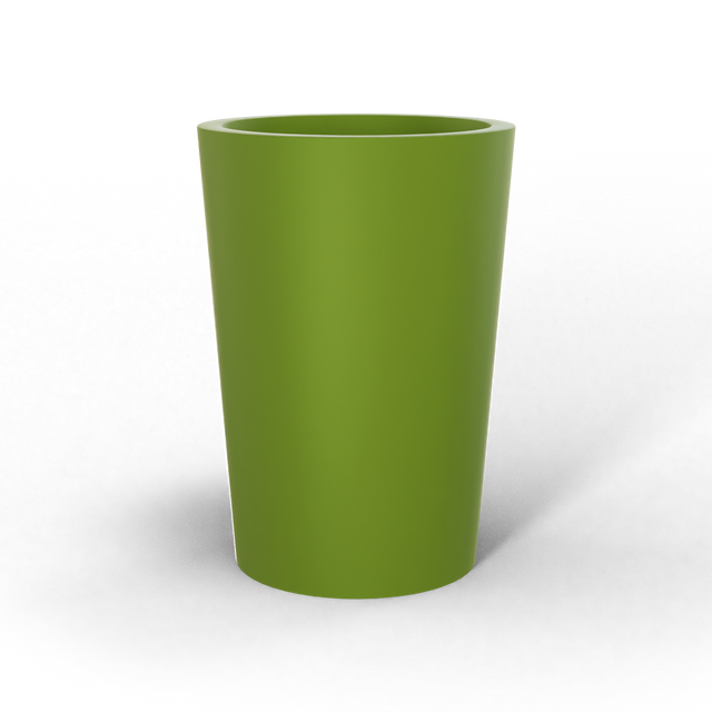 Tegel round tapered fiberglass planter in Satin Green, studio render