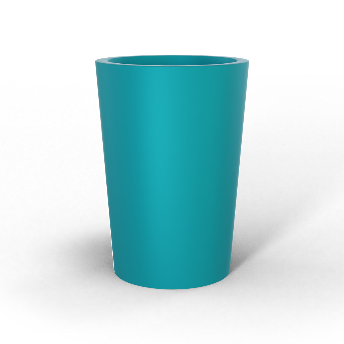 Tegel round tapered fiberglass planter in Satin Seafoam Green, studio render