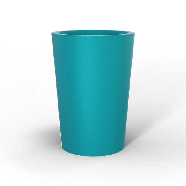 Tegel round tapered fiberglass planter in Satin Seafoam Green, studio render