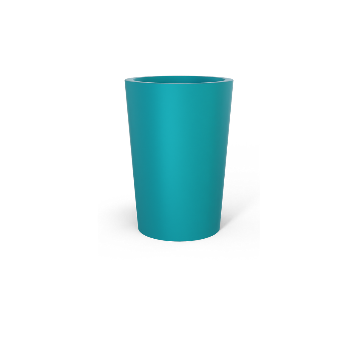 Tegel round tapered fiberglass planter in Satin Seafoam Green