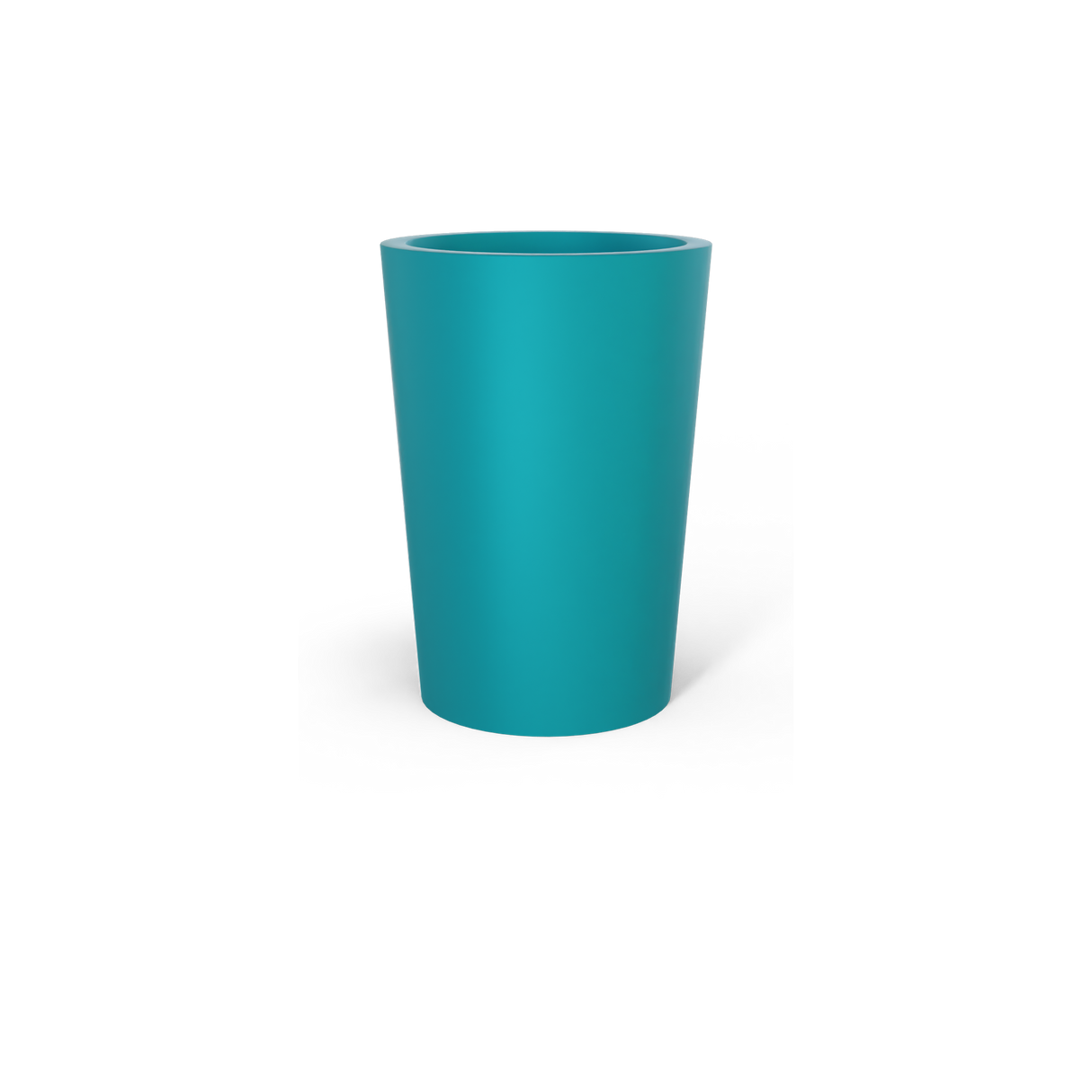 Tegel round tapered fiberglass planter in Satin Seafoam Green