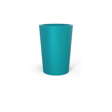 Tegel round tapered fiberglass planter in Satin Seafoam Green