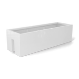 Tiergarden railing fiberglass planter in Gloss Bright White, 36 × 12 × 10 in, studio render