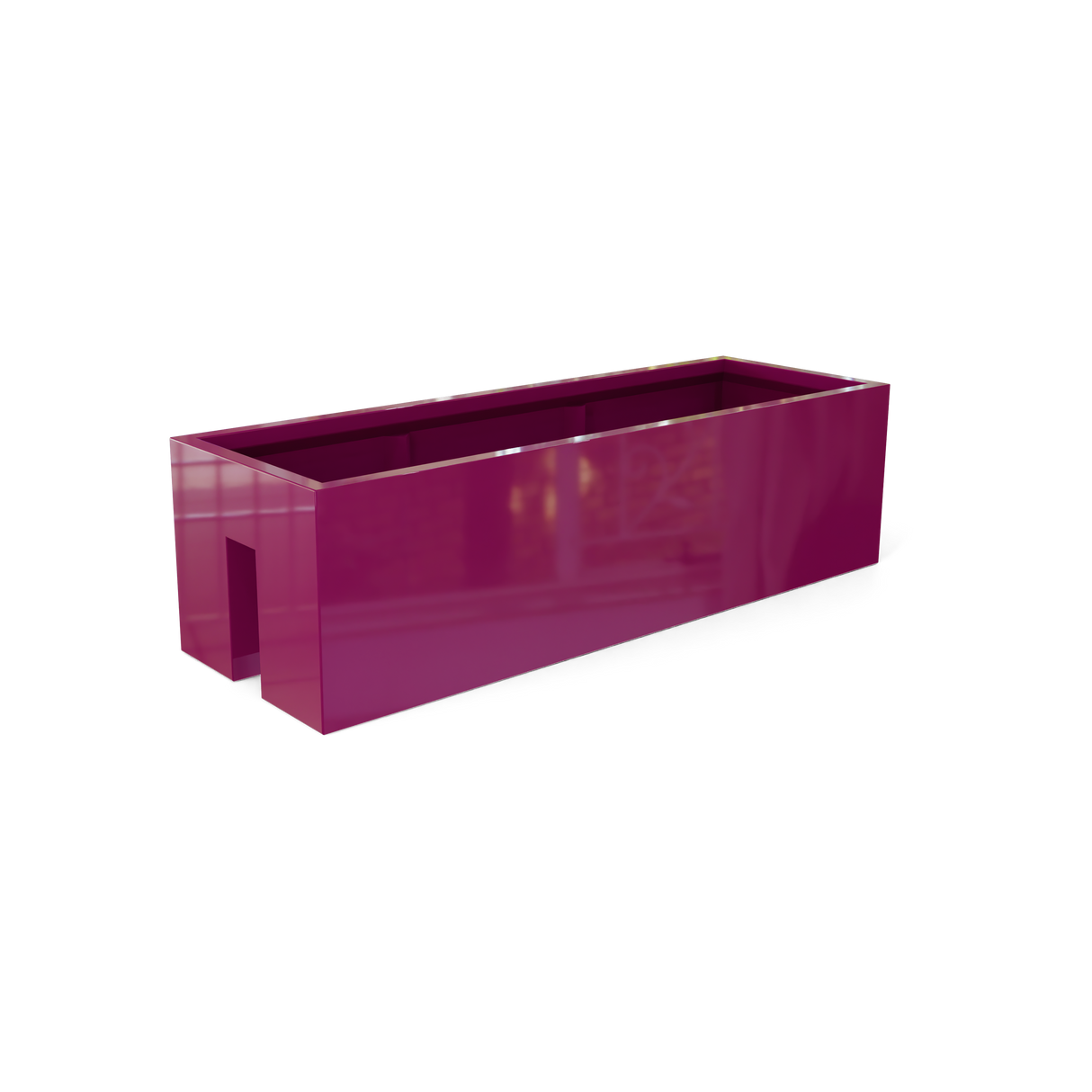 Tiergarden railing fiberglass planter in Gloss Eggplant