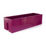 Tiergarden railing fiberglass planter in Gloss Eggplant, 36 × 12 × 10 in, studio render