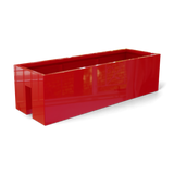 Tiergarden railing fiberglass planter in Gloss Red, 36 × 12 × 10 in, studio render