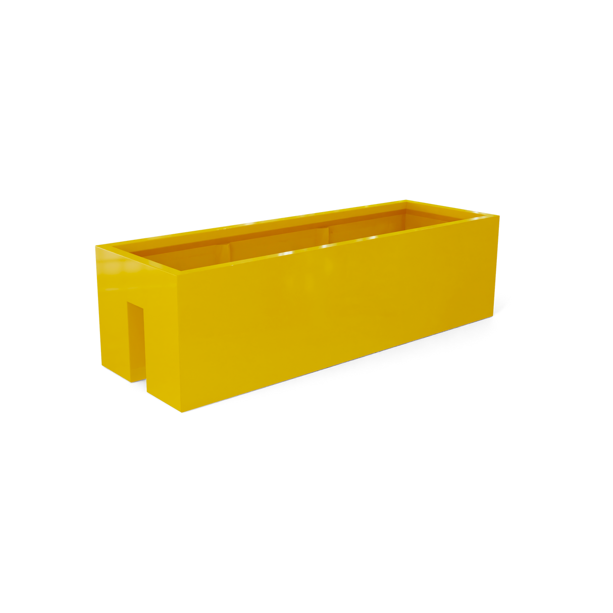 Tiergarden railing fiberglass planter in Gloss Saffron