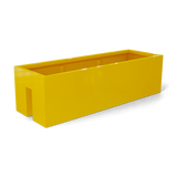 Tiergarden railing fiberglass planter in Gloss Saffron, 36 × 12 × 10 in, studio render
