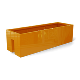 Tiergarden railing fiberglass planter in Gloss Tangerine, 36 × 12 × 10 in, studio render