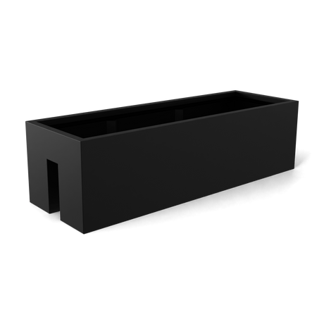 Tiergarden railing fiberglass planter in Matte Black, 36 × 12 × 10 in, studio render