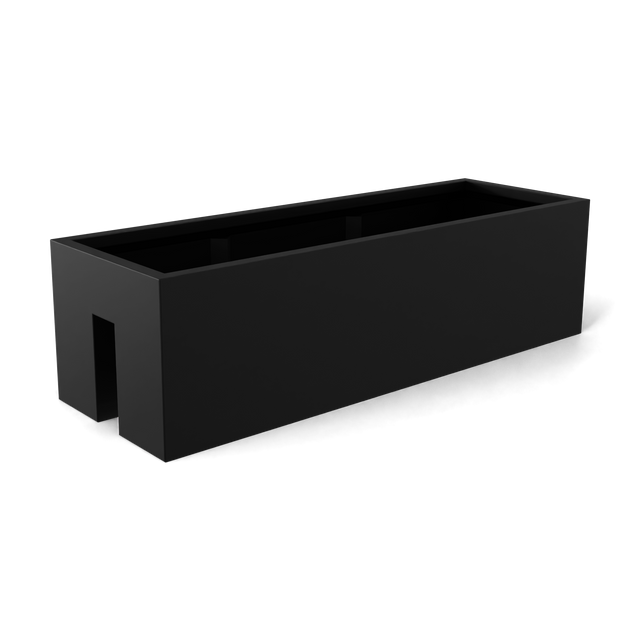 Tiergarden railing fiberglass planter in Matte Black, 36 × 12 × 10 in, studio render