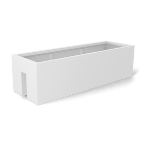 Tiergarden railing fiberglass planter in Matte Bright White, 36 × 12 × 10 in, studio render