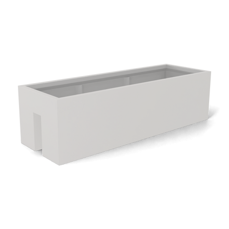 Tiergarden railing fiberglass planter in Matte Cement Grey, 36 × 12 × 10 in, studio render